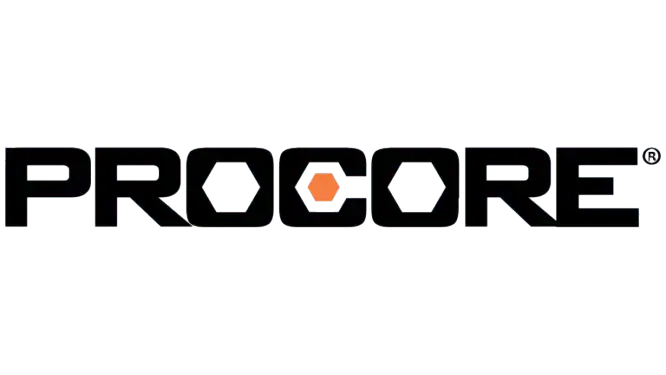 Procore logo in black and orange, symbolizing cloud-based construction management software